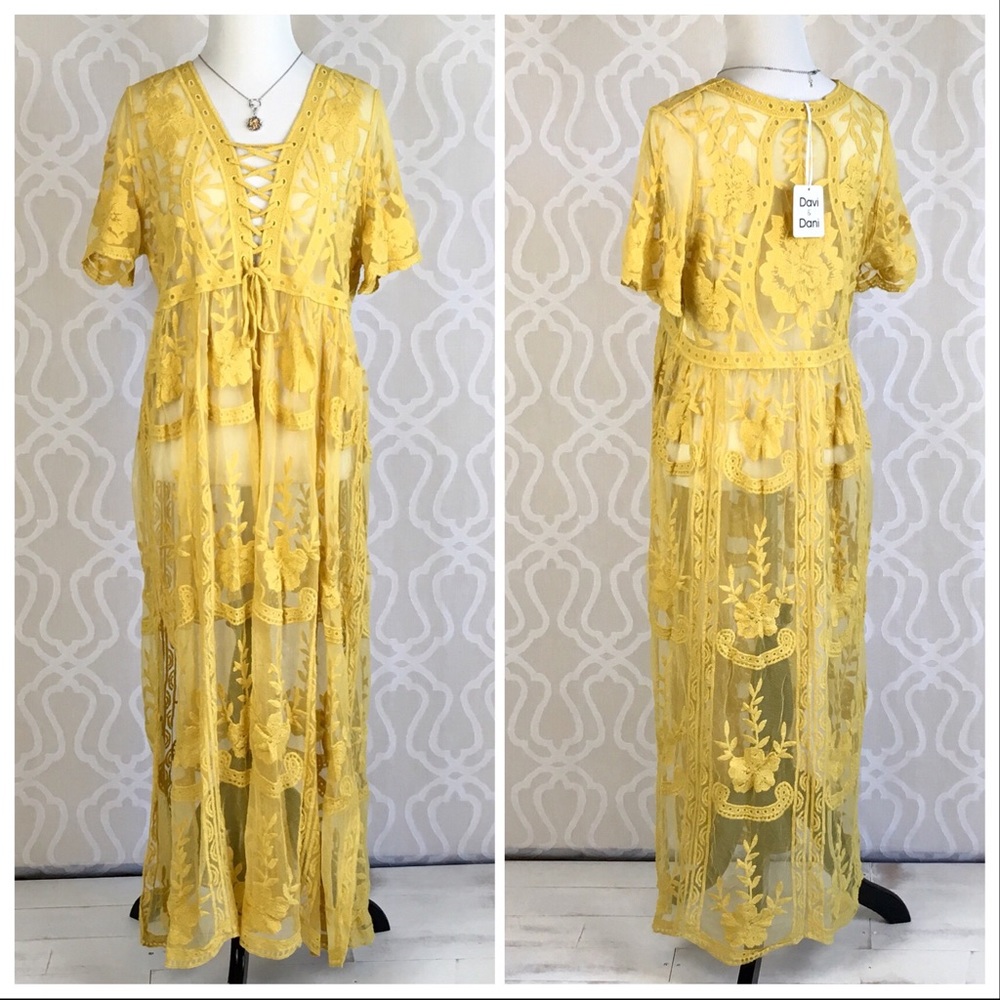 Anastasia Boho Lace Kimono Maxi Dress - Picture 4 of 8
